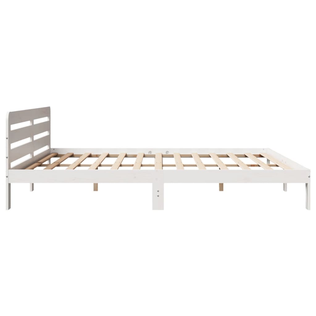 Cadre de lit sans matelas blanc 200x200 cm bois massif de pin - XIOS