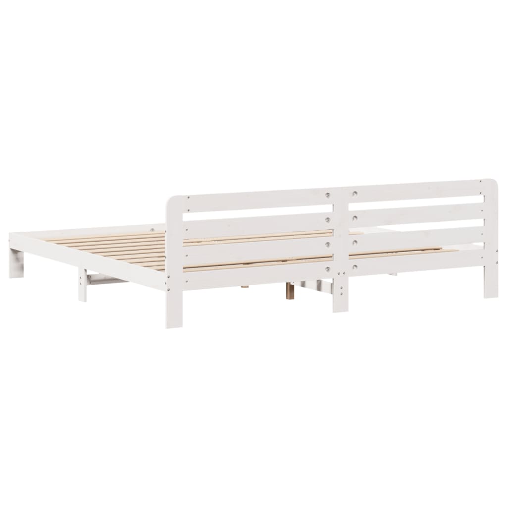 Cadre de lit sans matelas blanc 200x200 cm bois massif de pin - XIOS