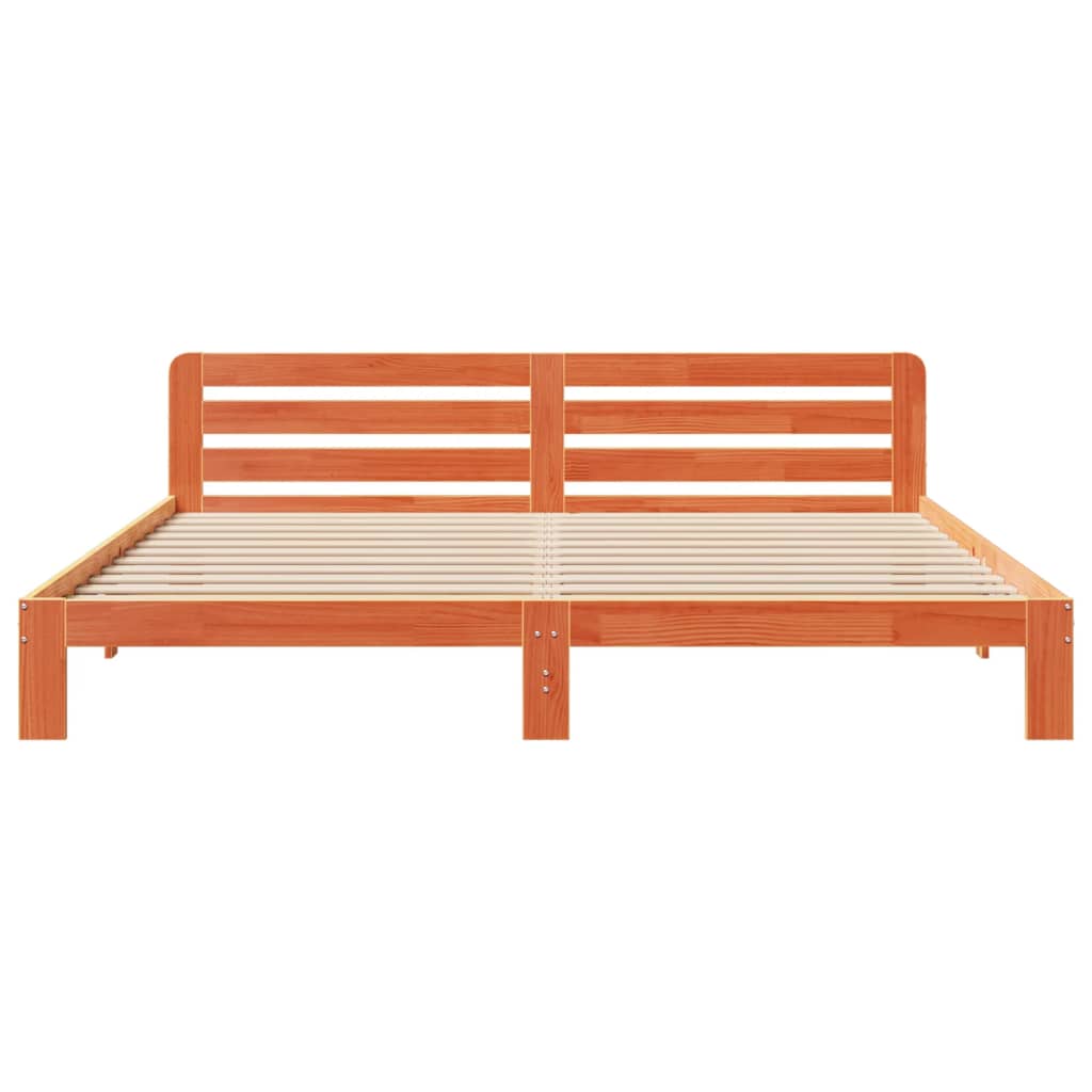 Cadre de lit sans matelas cire marron 200x200cm bois pin massif - XIOS