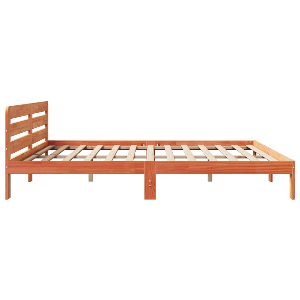 Cadre de lit sans matelas cire marron 200x200cm bois pin massif - XIOS
