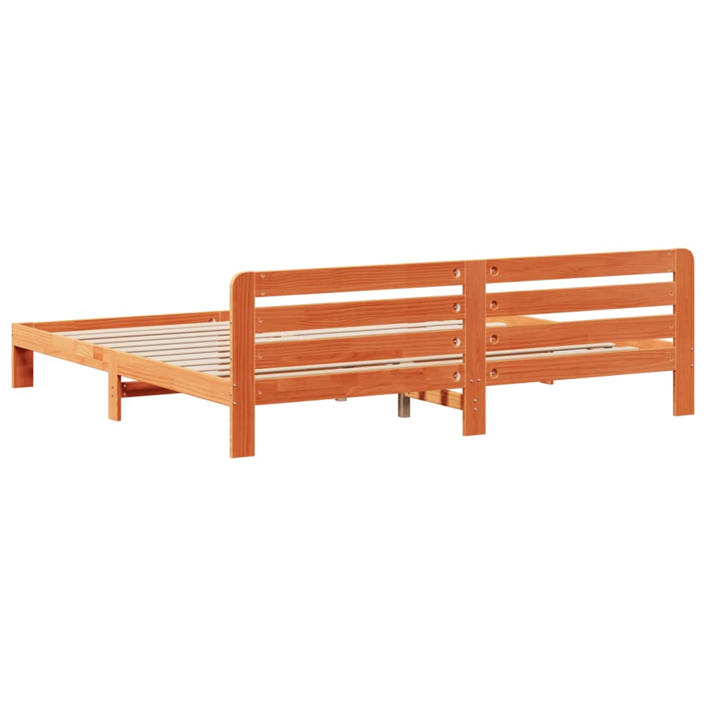 Cadre de lit sans matelas cire marron 200x200cm bois pin massif - XIOS