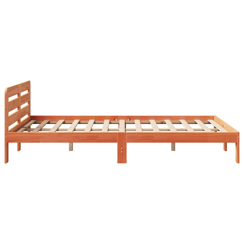Cadre de lit sans matelas cire marron 120x190cm bois pin massif - XIOS