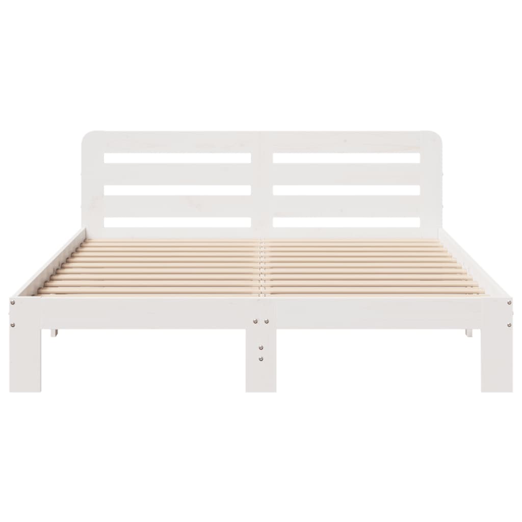 Cadre de lit sans matelas blanc 140x190 cm bois de pin massif - XIOS