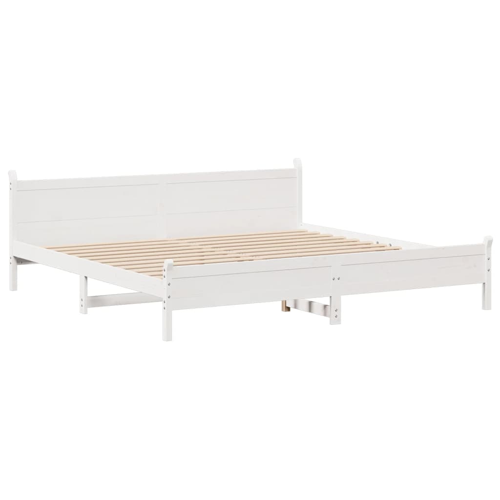Cadre de lit sans matelas blanc 180x200 cm bois massif de pin - XIOS