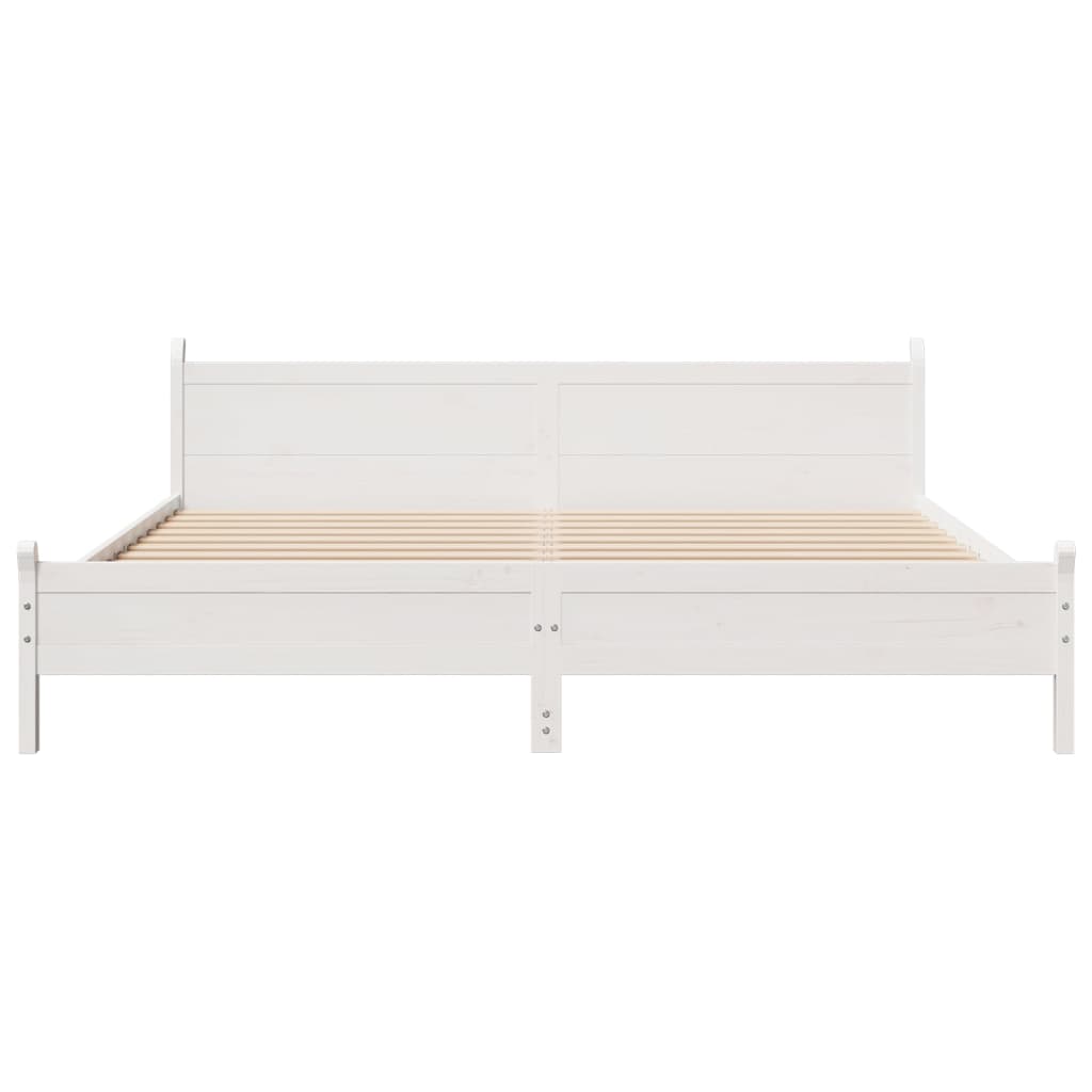 Cadre de lit sans matelas blanc 180x200 cm bois massif de pin - XIOS