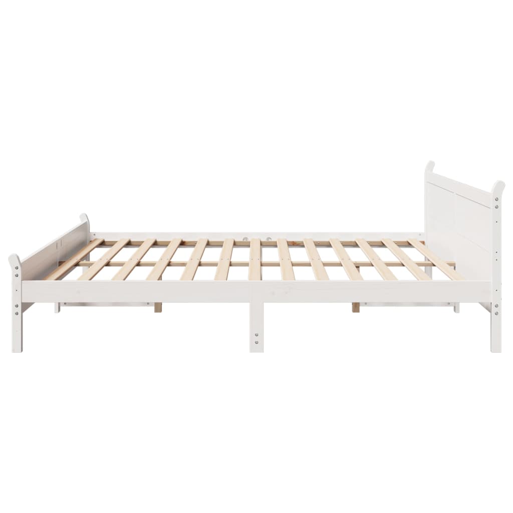 Cadre de lit sans matelas blanc 180x200 cm bois massif de pin - XIOS