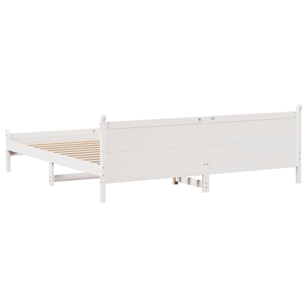 Cadre de lit sans matelas blanc 180x200 cm bois massif de pin - XIOS