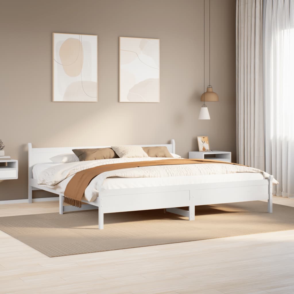 Cadre de lit sans matelas blanc 180x200 cm bois massif de pin - XIOS