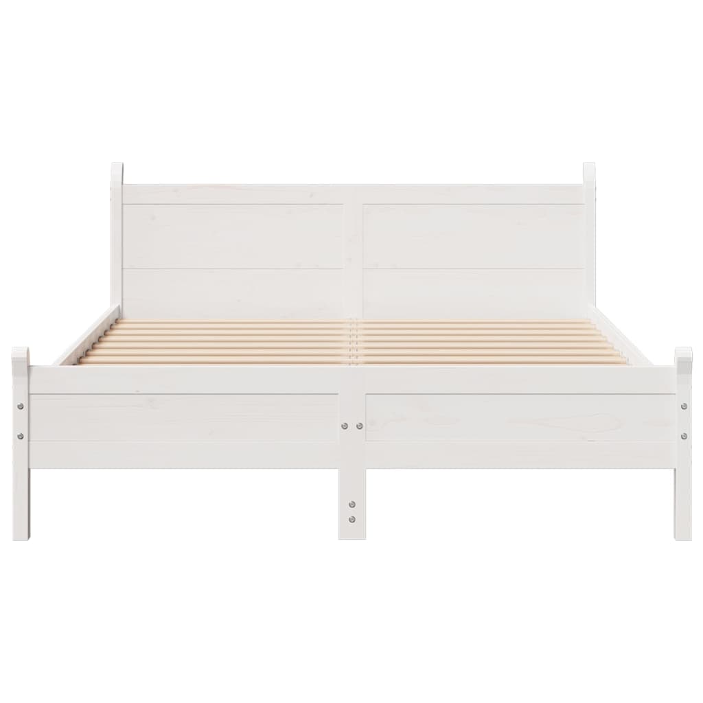 Cadre de lit sans matelas blanc 160x200 cm bois de pin massif - XIOS
