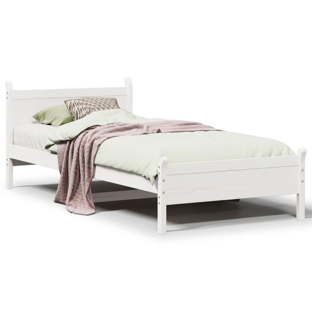 Cadre de lit sans matelas blanc 90x200 cm bois de pin massif - XIOS