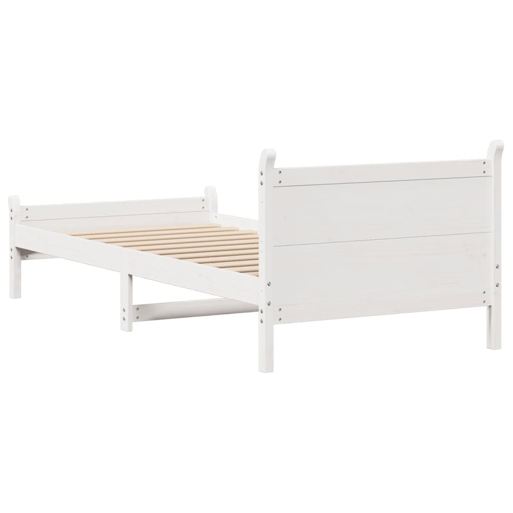 Cadre de lit sans matelas blanc 90x200 cm bois de pin massif - XIOS