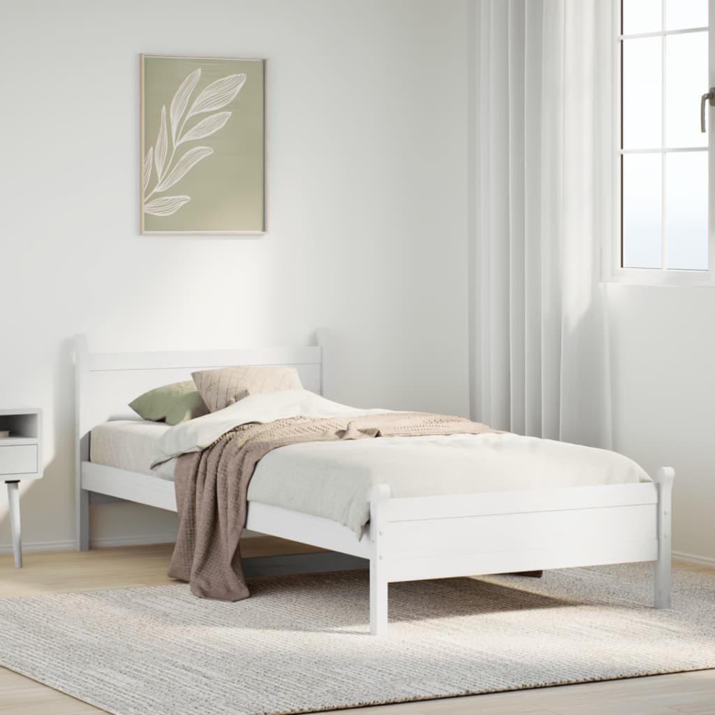 Cadre de lit sans matelas blanc 90x200 cm bois de pin massif - XIOS