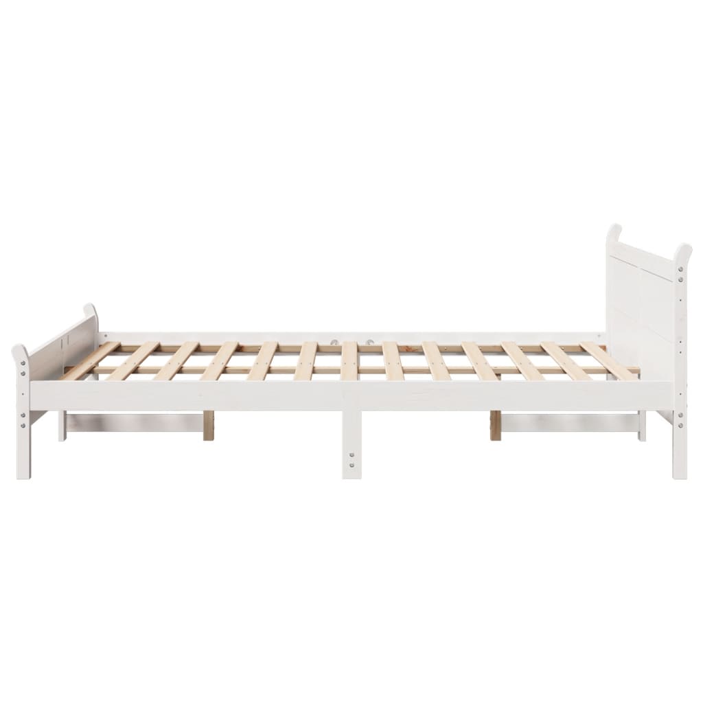 Cadre de lit sans matelas blanc 140x190 cm bois de pin massif - XIOS