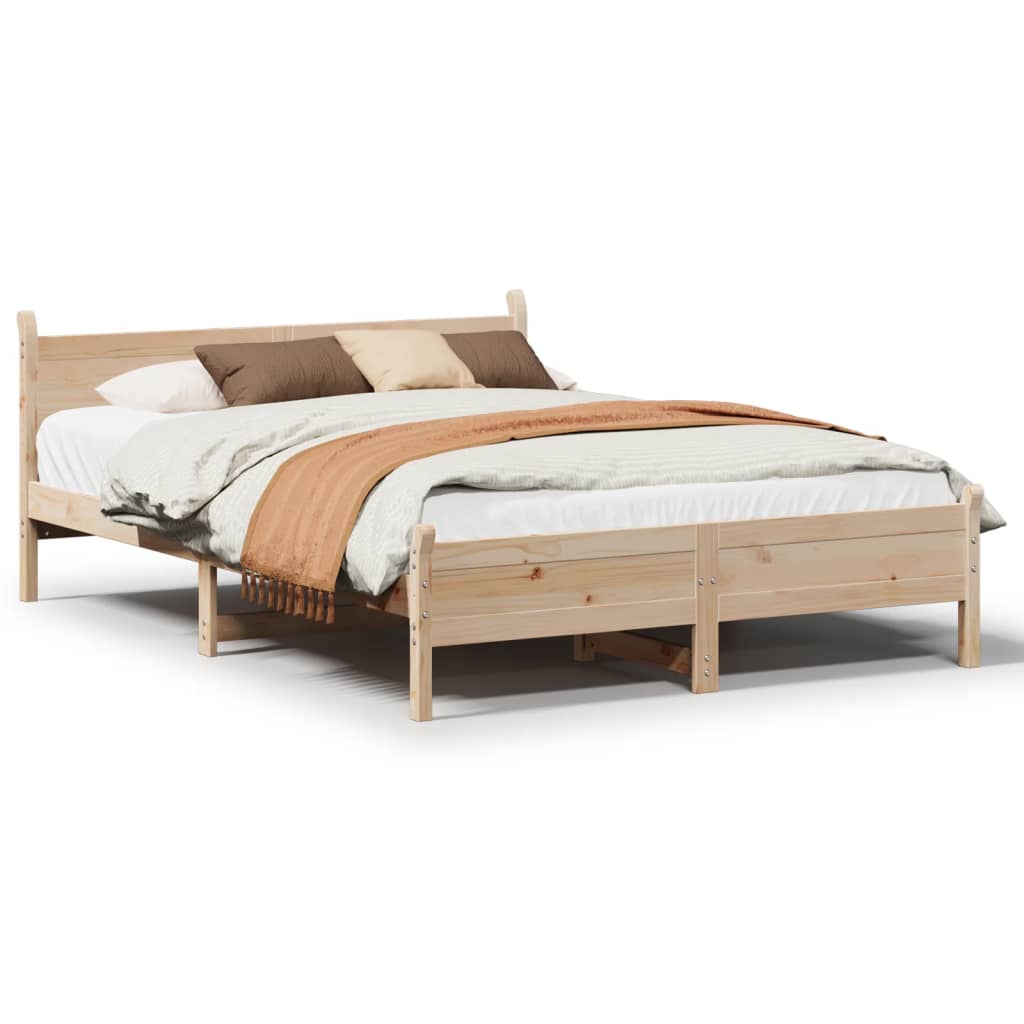 Cadre de lit sans matelas 135x190 cm bois de pin massif - XIOS