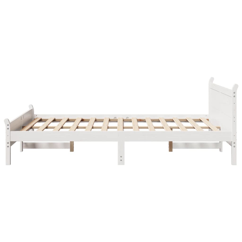 Cadre de lit sans matelas blanc 135x190 cm bois de pin massif - XIOS