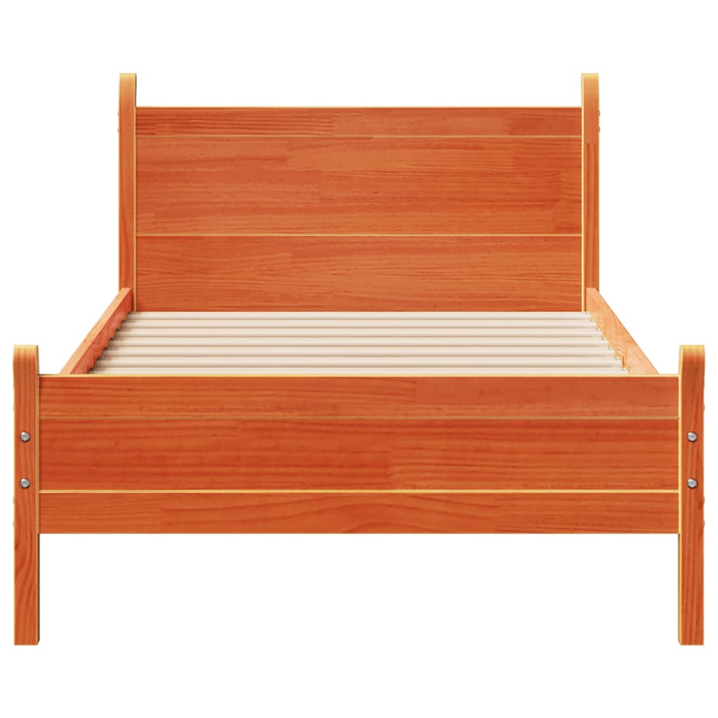 Cadre de lit sans matelas cire marron 75x190 cm bois pin massif - XIOS