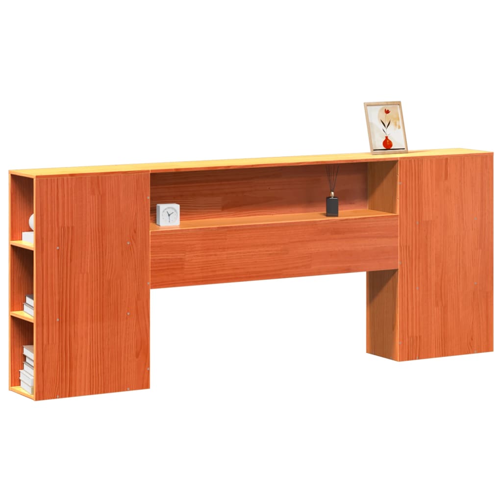 Tête de lit avec rangement cire marron 200cm bois massif de pin - XIOS