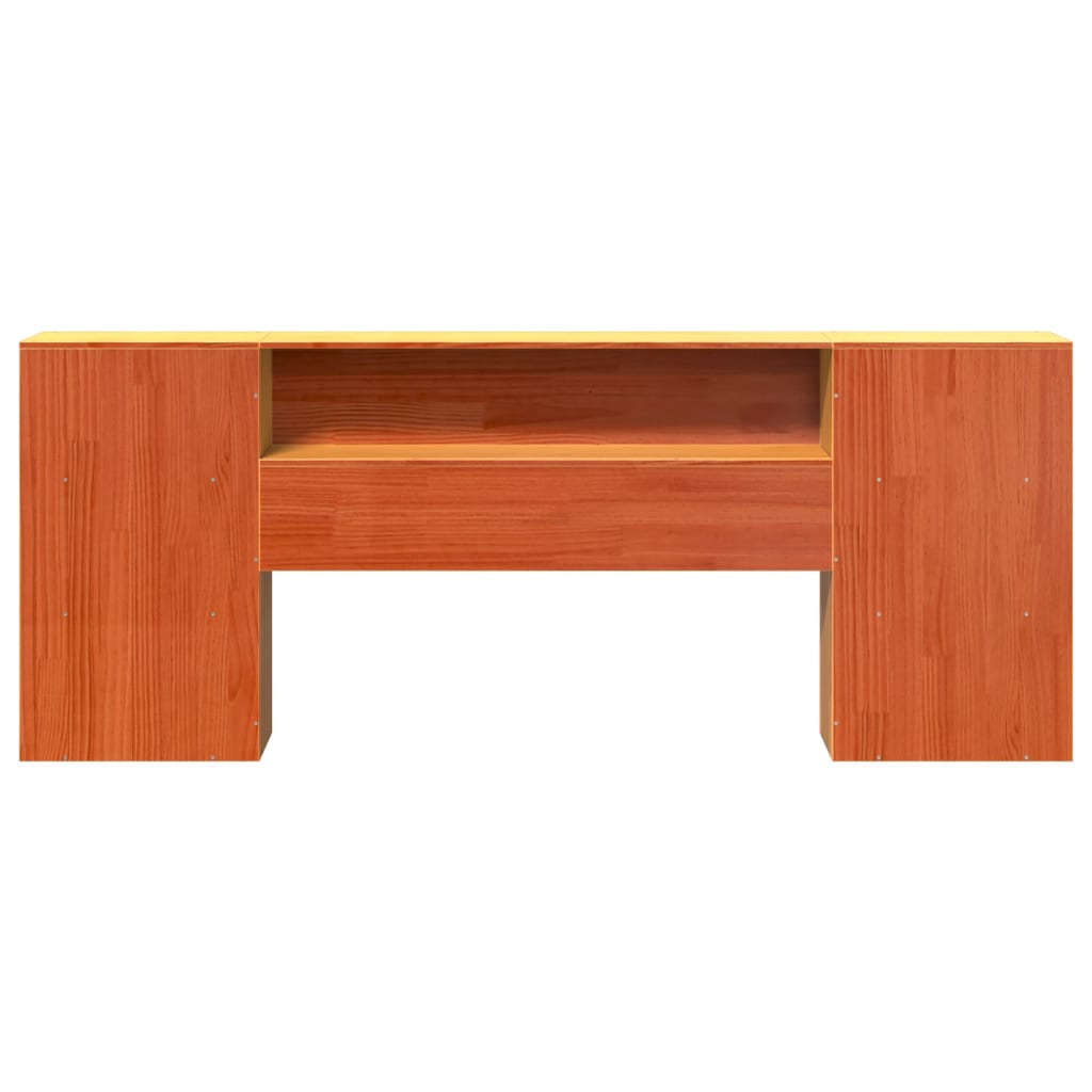 Tête de lit avec rangement cire marron 200cm bois massif de pin - XIOS