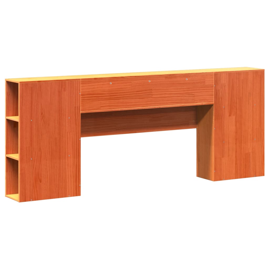 Tête de lit avec rangement cire marron 200cm bois massif de pin - XIOS