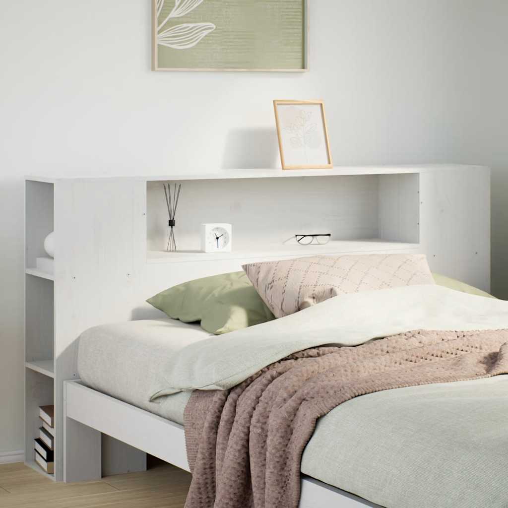 Tête de lit avec rangement blanc 150 cm bois massif de pin - XIOS