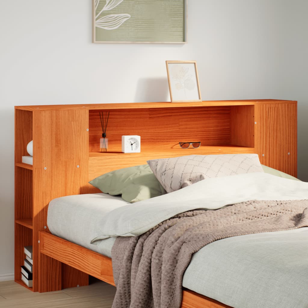 Tête de lit avec rangement cire marron 140cm bois massif de pin - XIOS