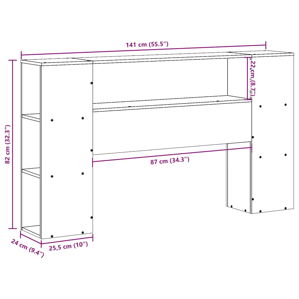 Tête de lit avec rangement blanc 135 cm bois massif de pin - XIOS