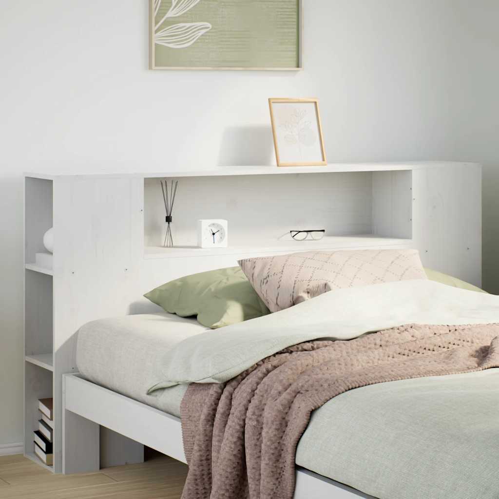 Tête de lit avec rangement blanc 135 cm bois massif de pin - XIOS