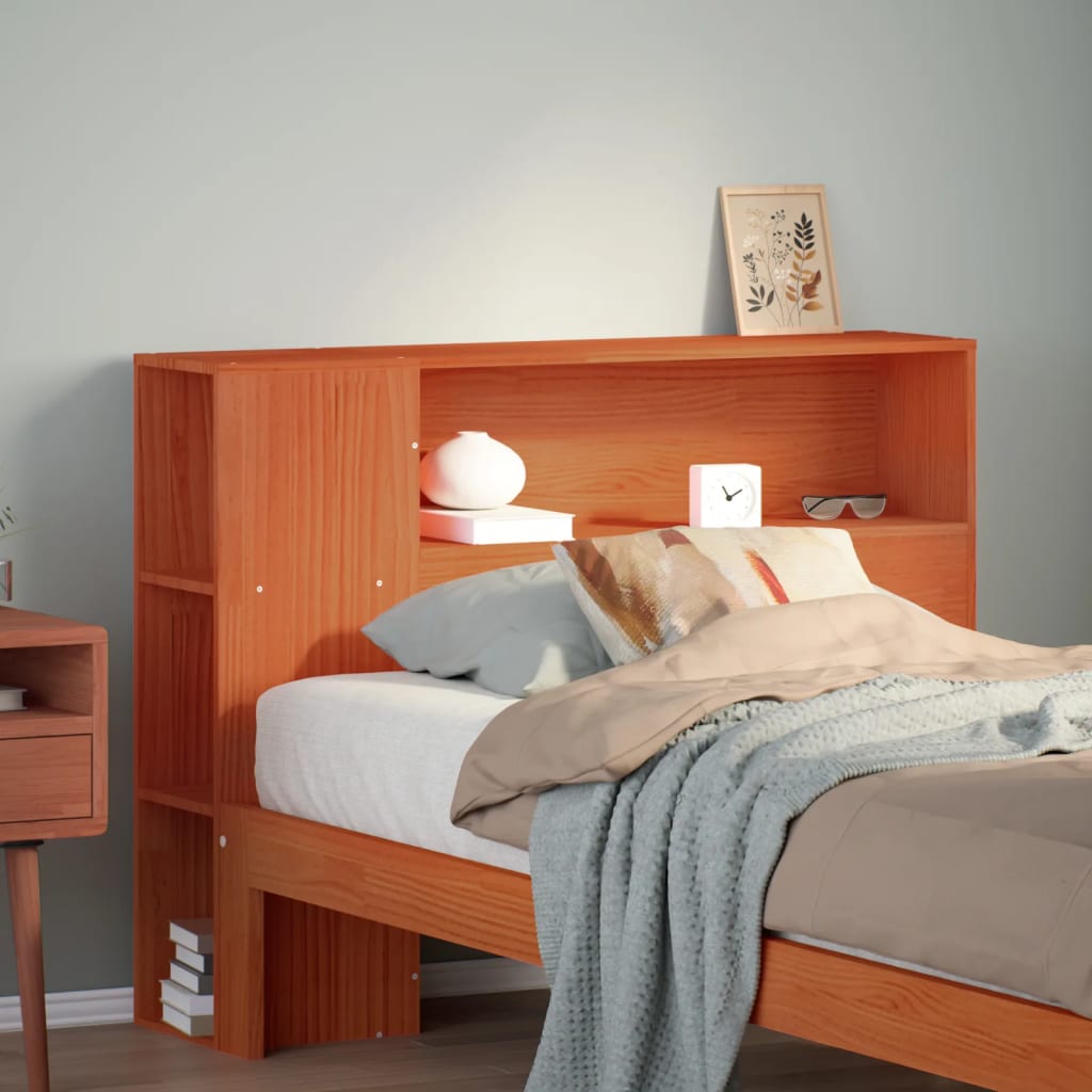 Tête de lit avec rangement cire marron 75 cm bois massif de pin - XIOS