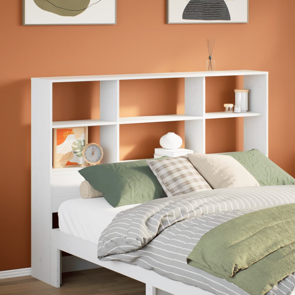 Tête de lit avec rangement blanc 160 cm bois massif de pin - XIOS