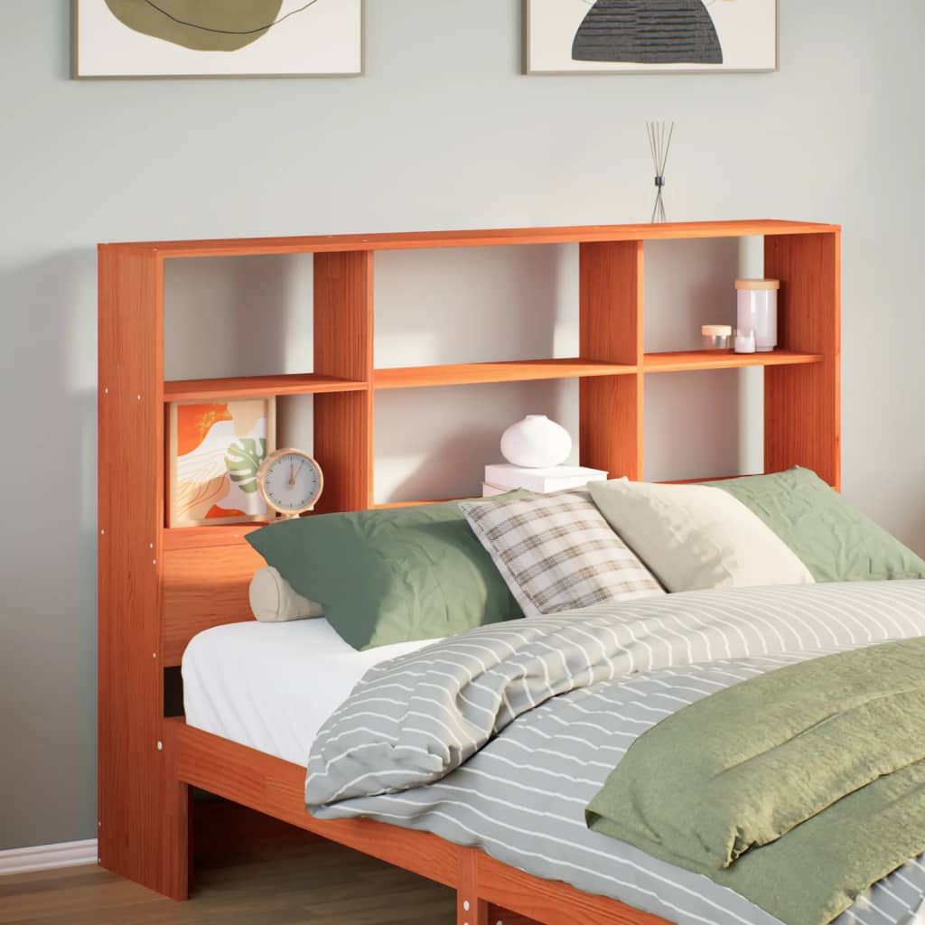 Tête de lit avec rangement cire marron 160cm bois massif de pin - XIOS