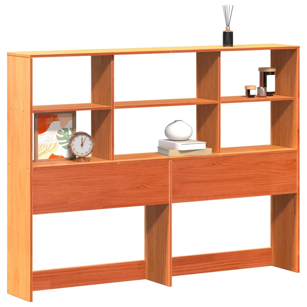 Tête de lit avec rangement cire marron 135cm bois massif de pin - XIOS