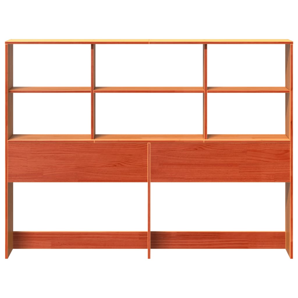 Tête de lit avec rangement cire marron 135cm bois massif de pin - XIOS