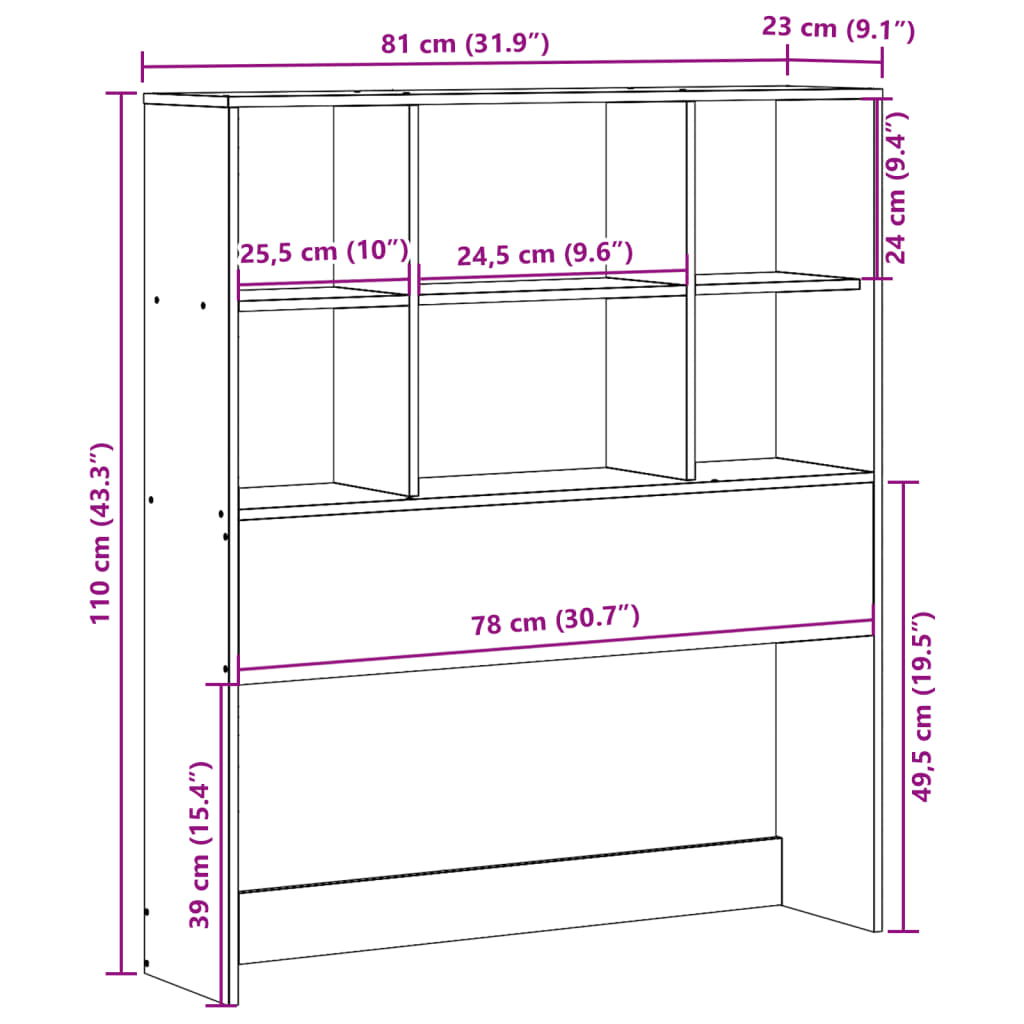 Tête de lit avec rangement cire marron 75 cm bois massif de pin - XIOS