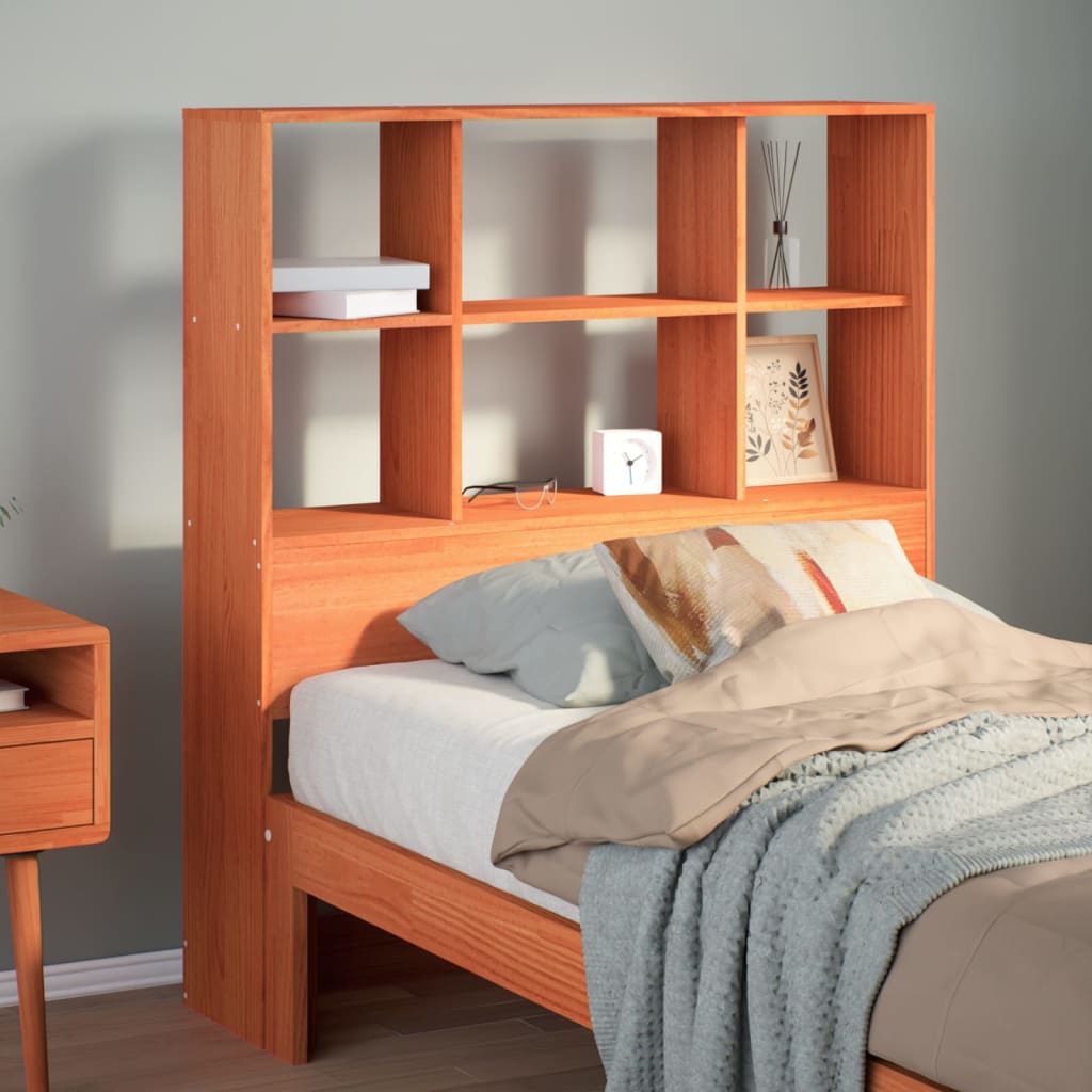 Tête de lit avec rangement cire marron 75 cm bois massif de pin - XIOS