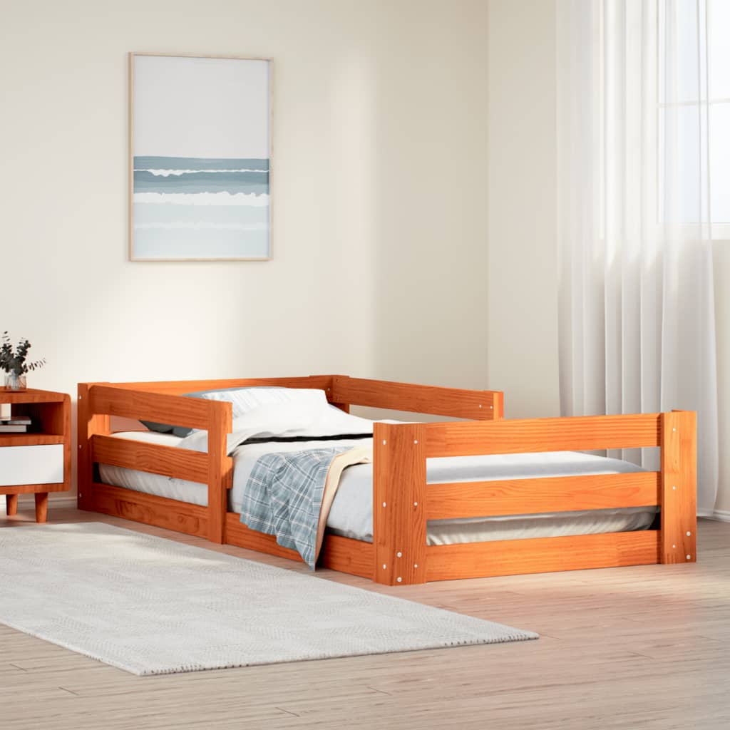 Cadre de lit sans matelas cire marron 80x200 cm bois pin massif - XIOS