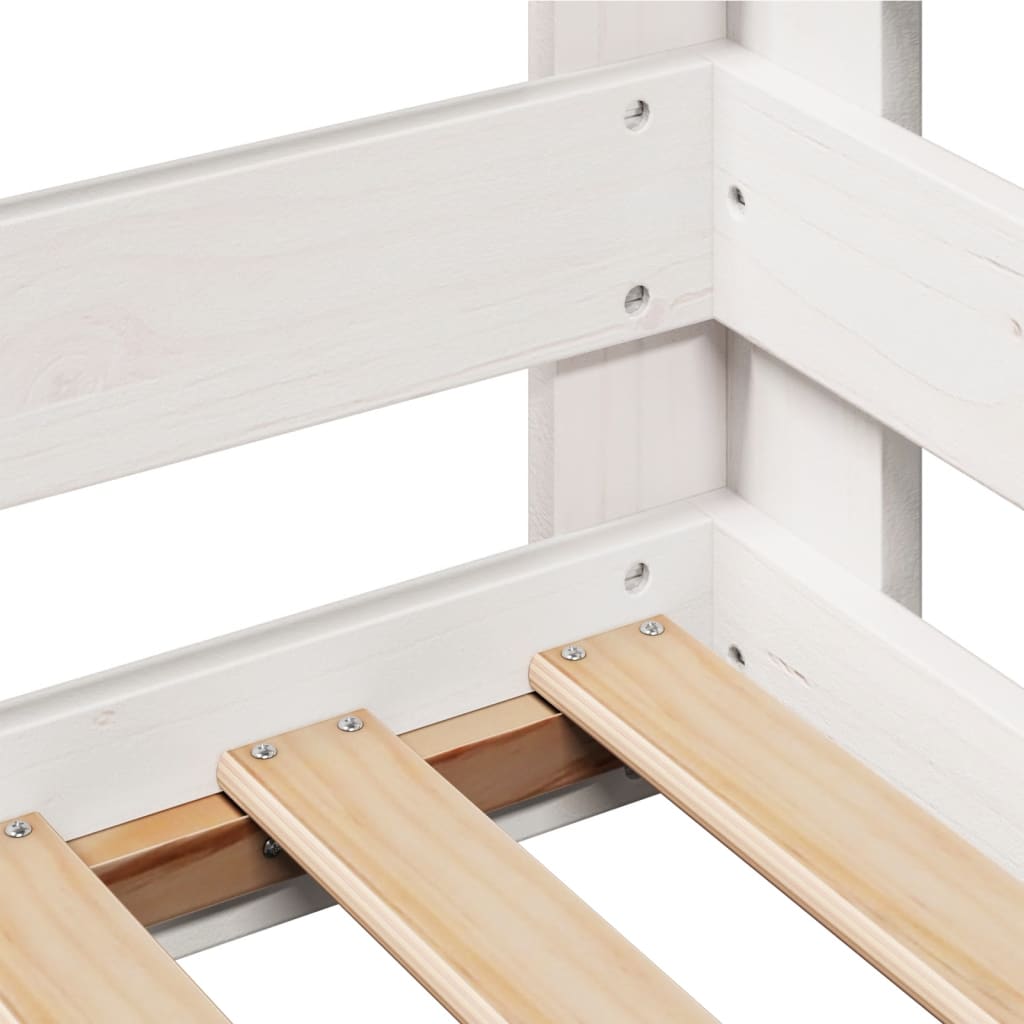 Cadre de lit sans matelas blanc 100x200 cm bois de pin massif - XIOS