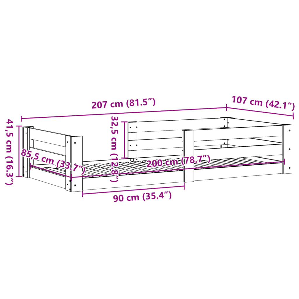 Cadre de lit sans matelas blanc 100x200 cm bois de pin massif - XIOS
