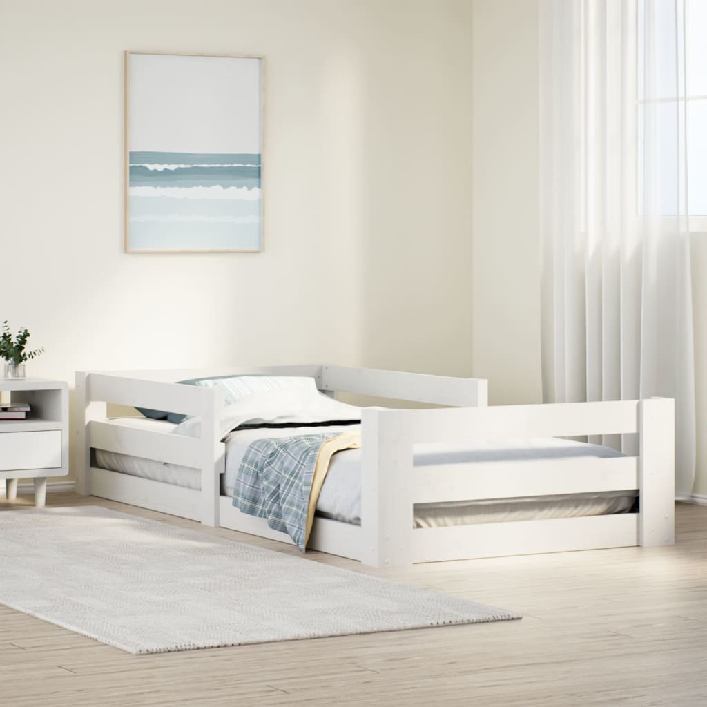 Cadre de lit sans matelas blanc 100x200 cm bois de pin massif - XIOS