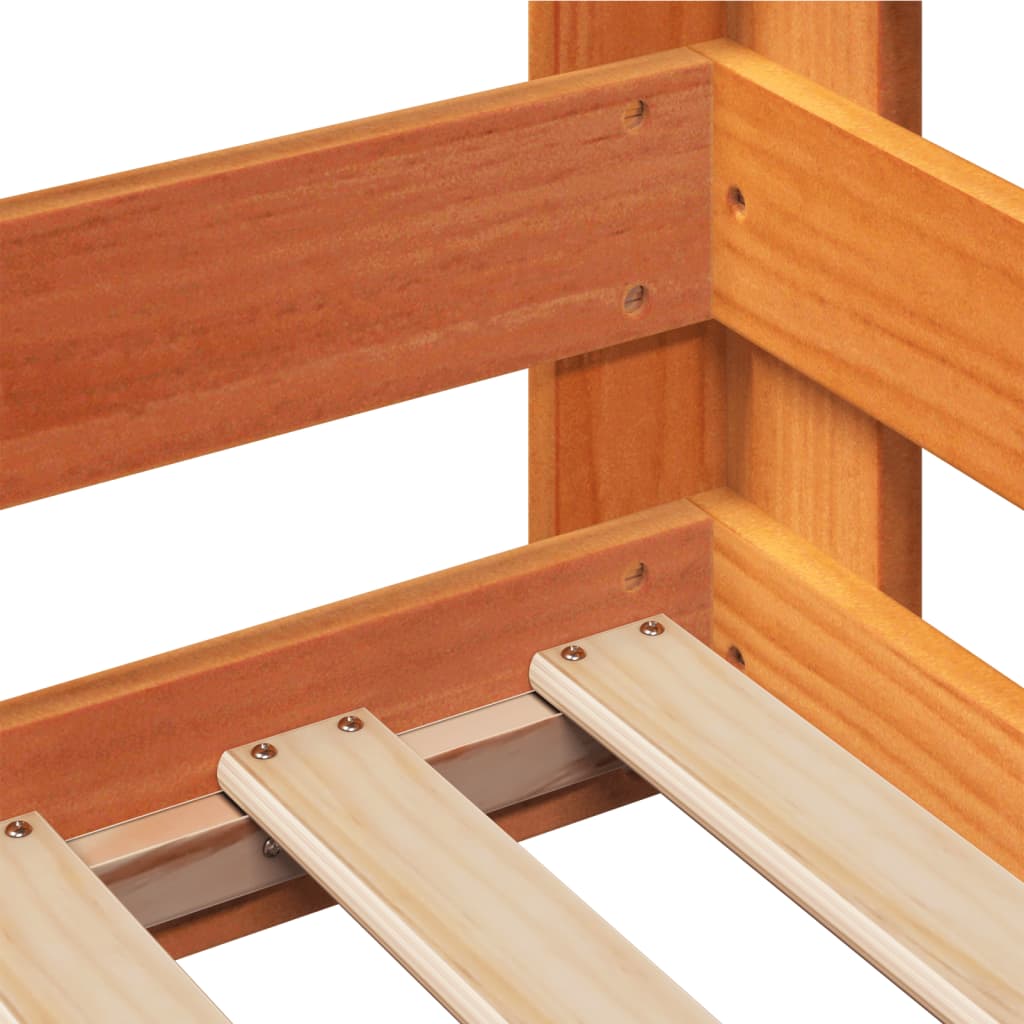 Cadre de lit sans matelas cire marron 100x200cm bois pin massif - XIOS