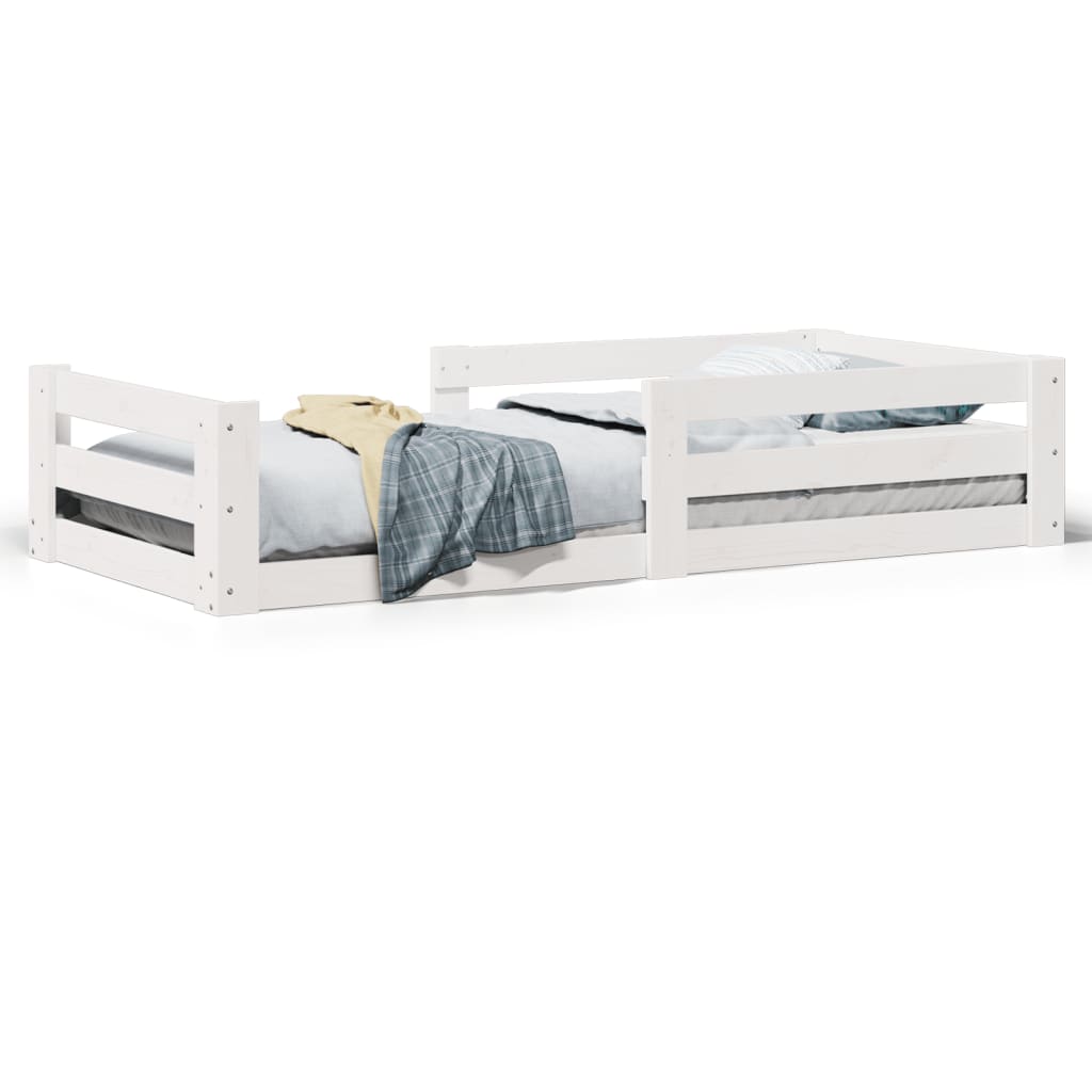 Cadre de lit sans matelas blanc 90x190 cm bois de pin massif - XIOS