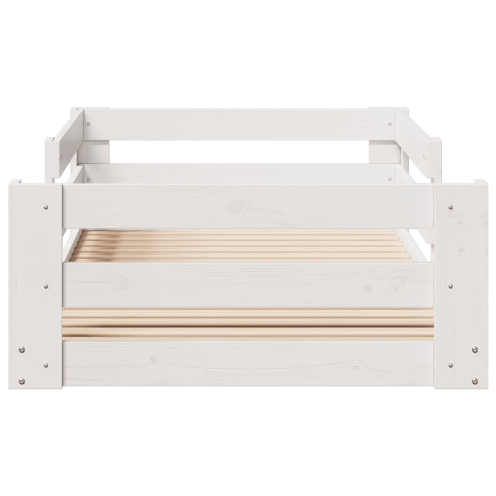 Cadre de lit sans matelas blanc 90x190 cm bois de pin massif - XIOS
