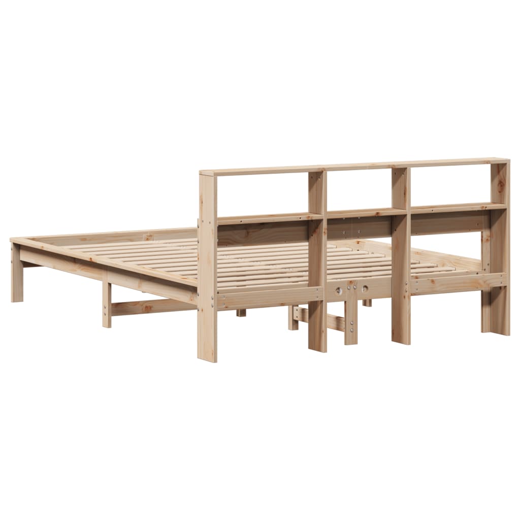 Lit bibliothèque sans matelas 120x200 cm bois de pin massif - XIOS