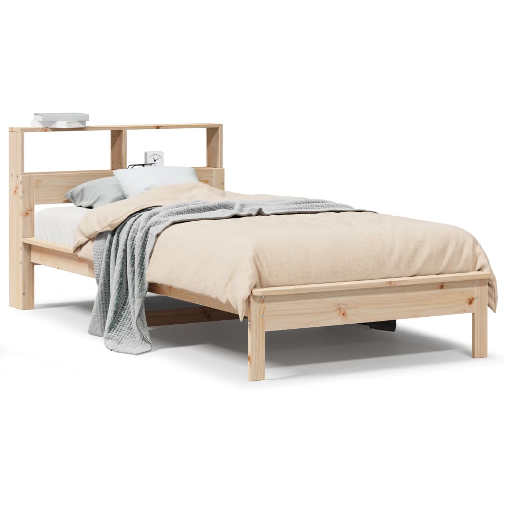 Lit bibliothèque sans matelas 90x200 cm bois de pin massif - XIOS