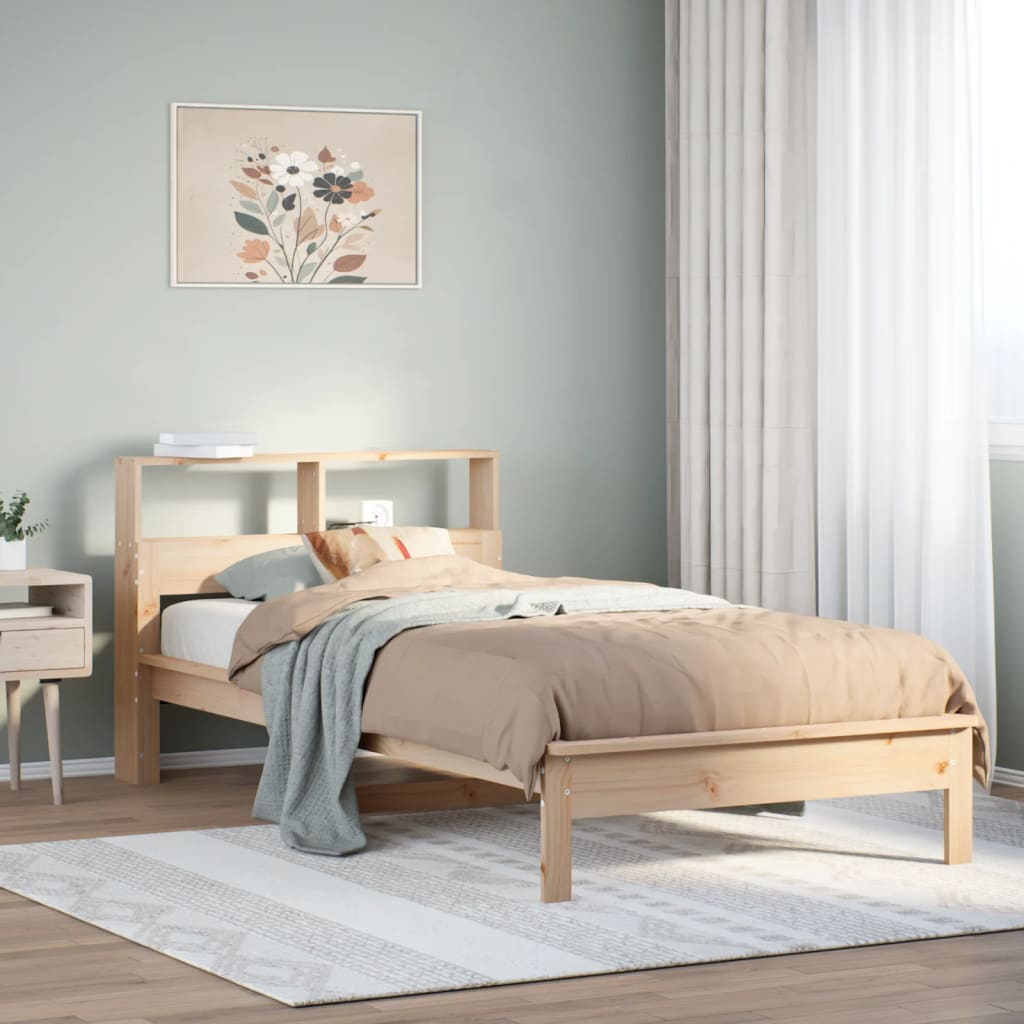 Lit bibliothèque sans matelas 90x200 cm bois de pin massif - XIOS