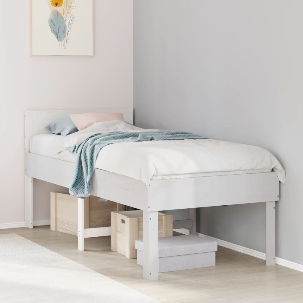 Cadre de lit sans matelas blanc 90x200 cm bois de pin massif - XIOS