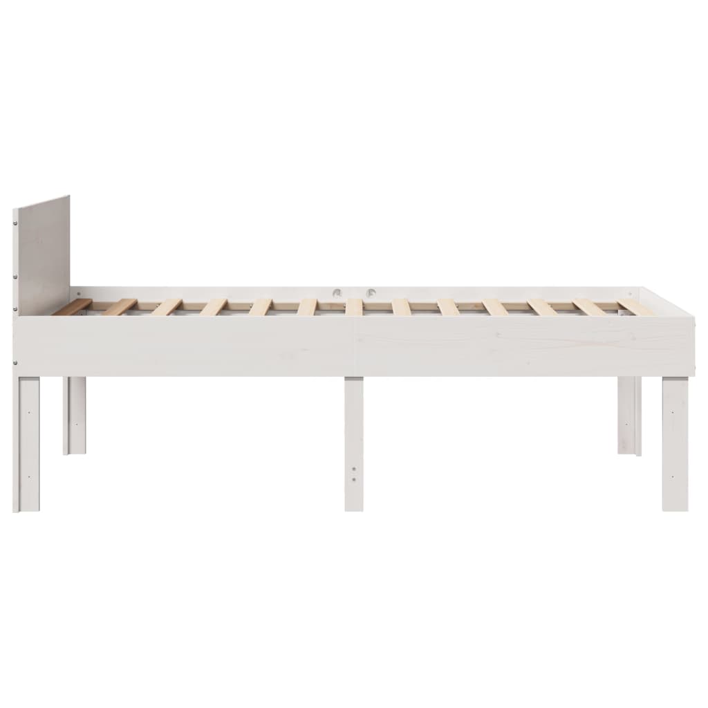 Cadre de lit sans matelas blanc 90x190 cm bois de pin massif - XIOS