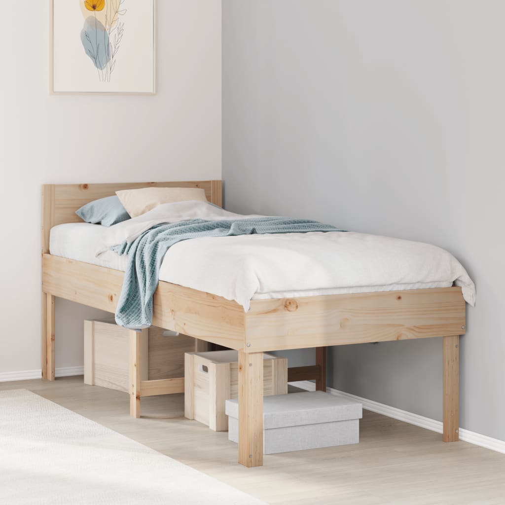 Cadre de lit sans matelas 75x190 cm bois de pin massif - XIOS