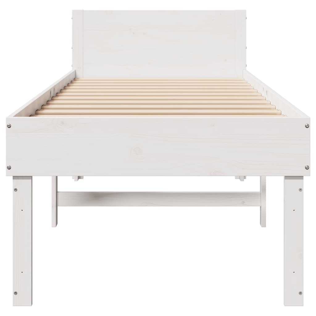 Cadre de lit sans matelas blanc 75x190 cm bois de pin massif - XIOS