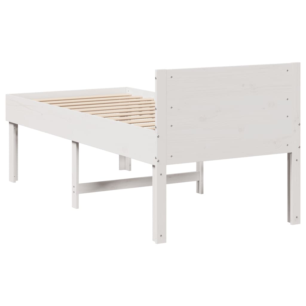 Cadre de lit sans matelas blanc 75x190 cm bois de pin massif - XIOS
