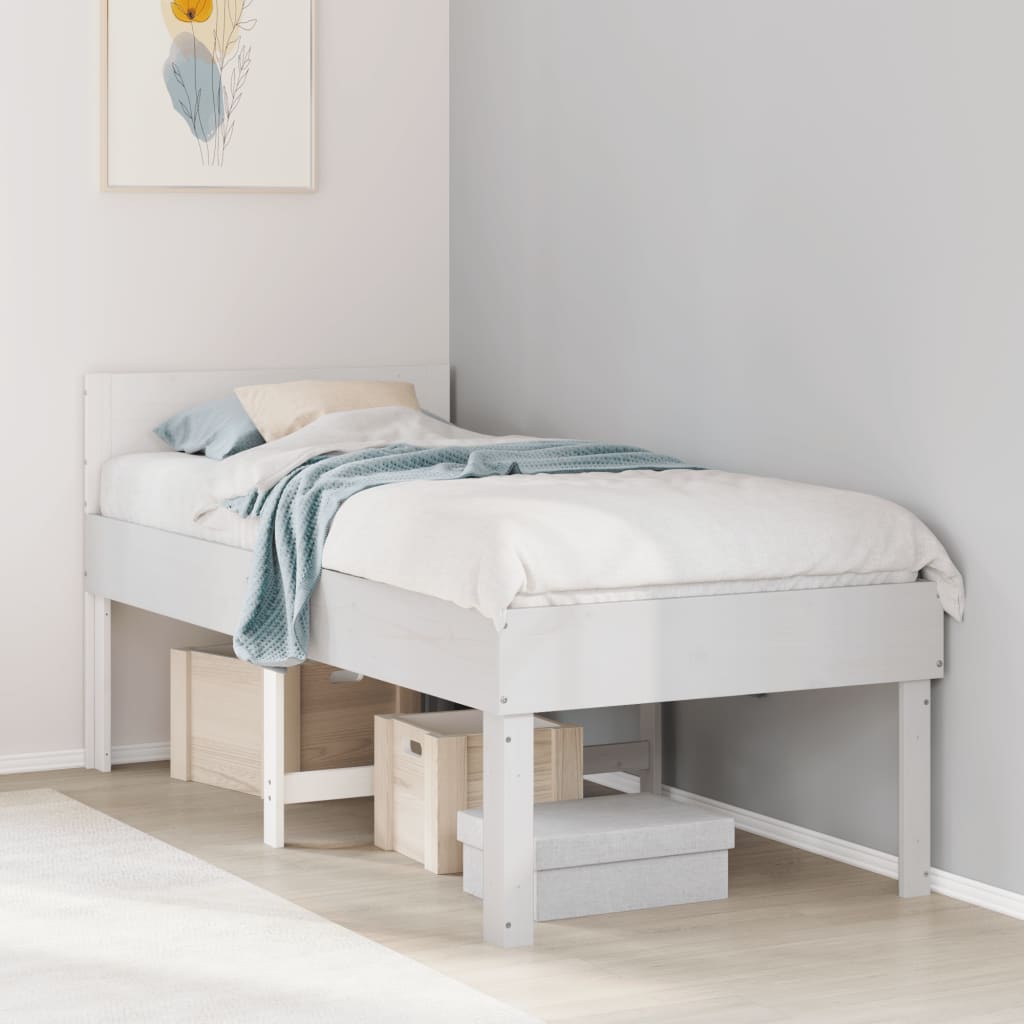 Cadre de lit sans matelas blanc 75x190 cm bois de pin massif - XIOS